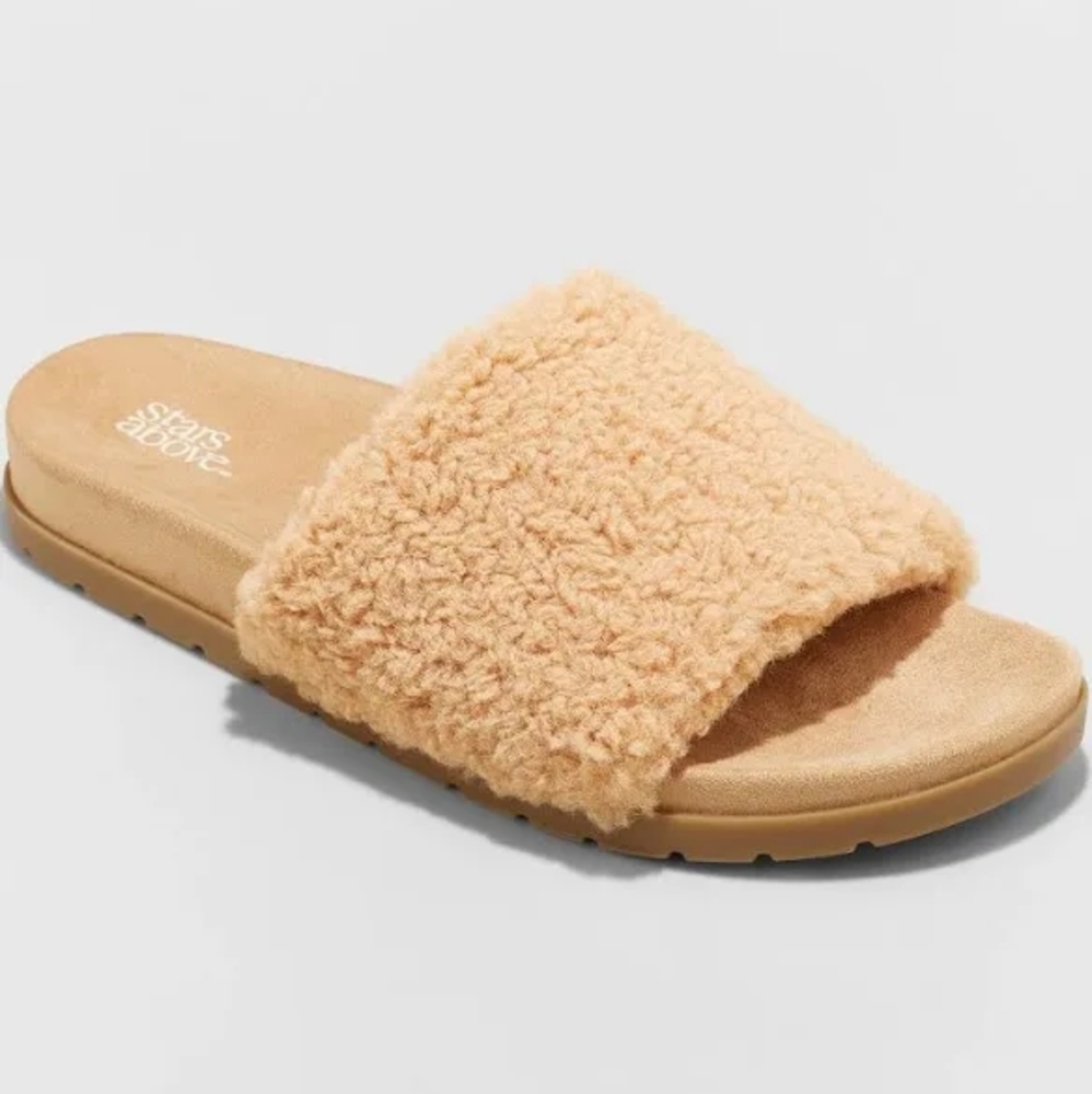Stars Above Cozy Tan Slide Sandals